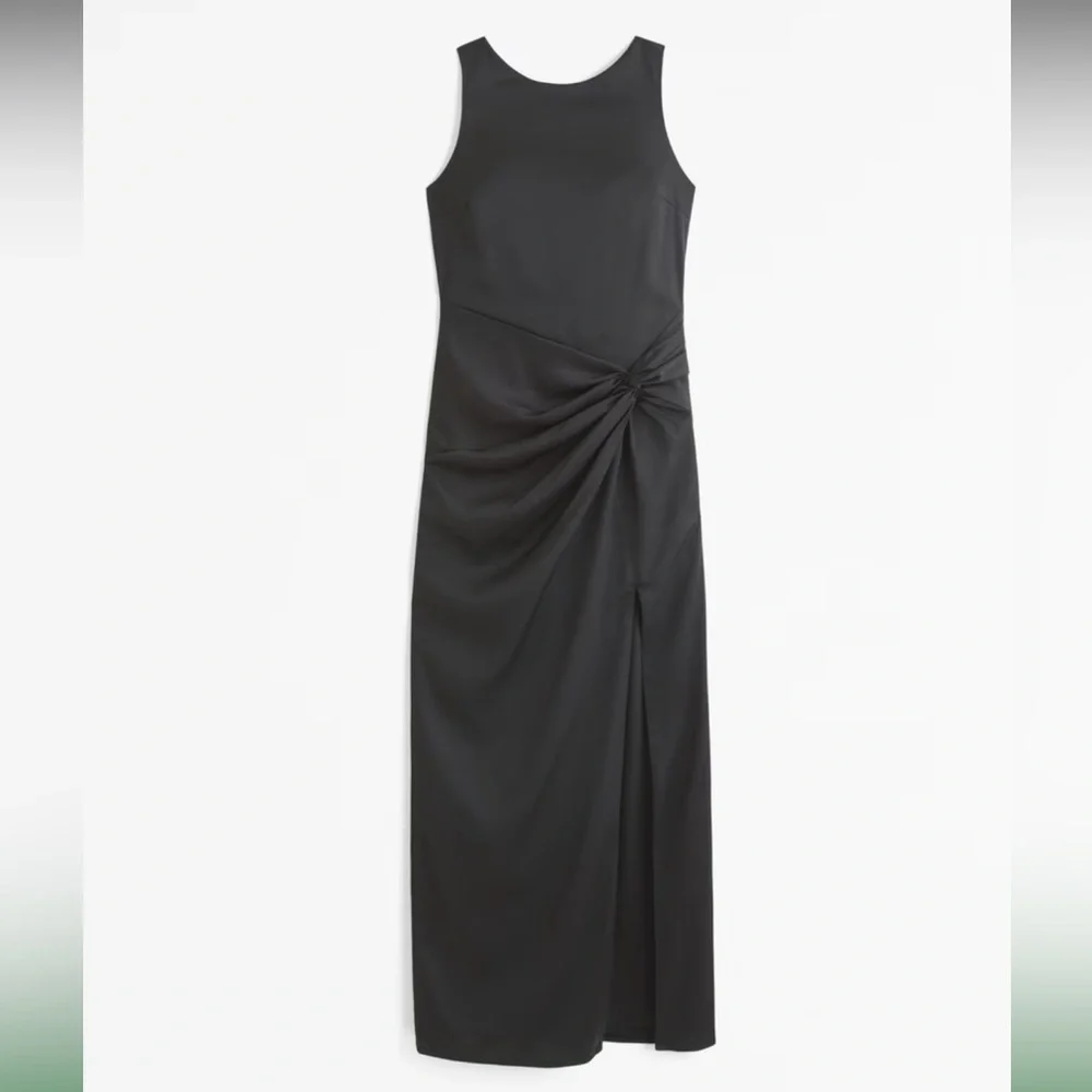 Abercrombie & Fitch Draped Skirt Satin Maxi Dress